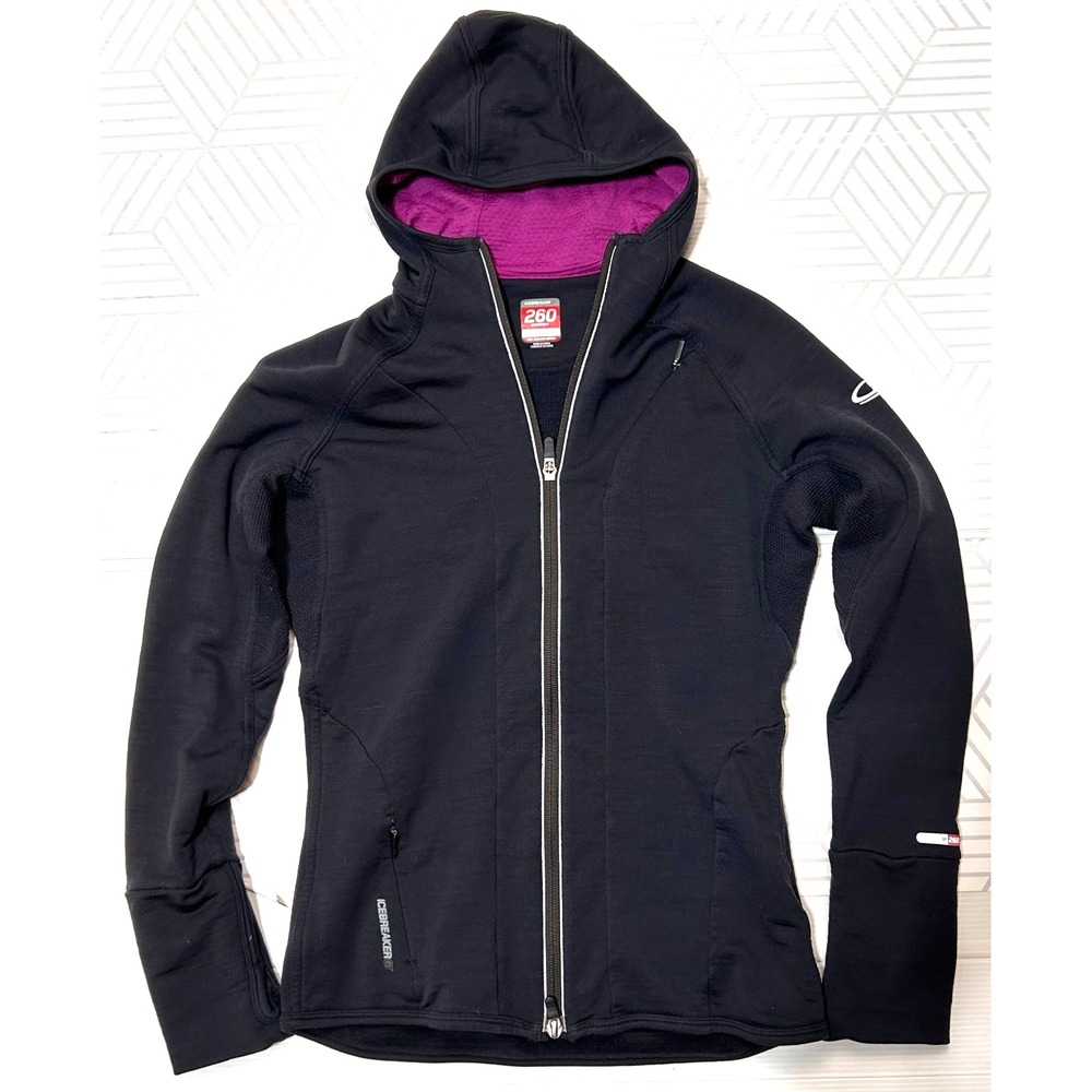 Icebreaker GT 260 Merino Wool Full Zip Hoodie Jacket Women's Size S Midweight j